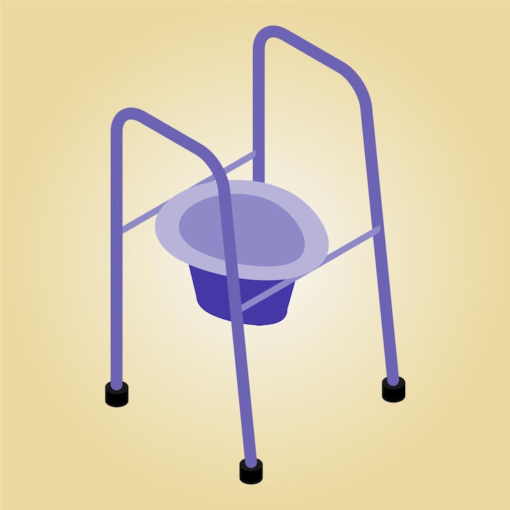 Vector a blue walker with a blue handle and a small pot holder.