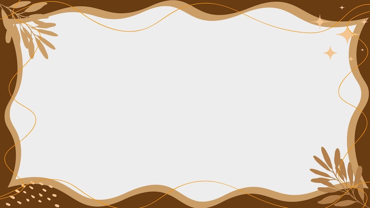 Vector a brown and white frame with flowers and leaves