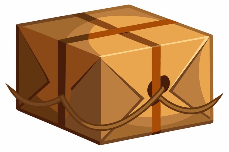 Vector a brown box with a strap that says  the box  on it