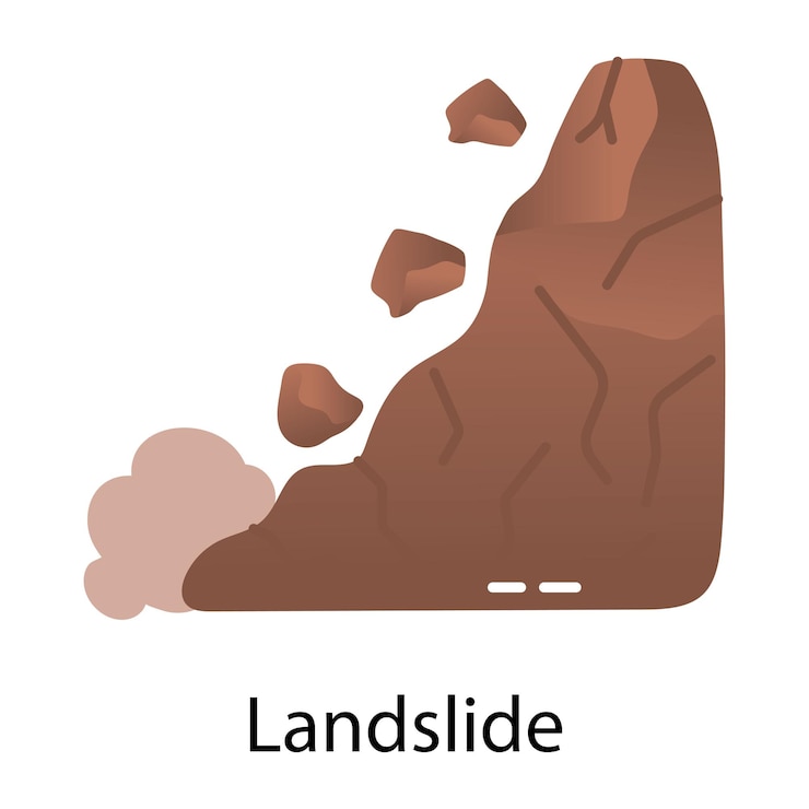 Vector a brown rock formation with the words landline on it