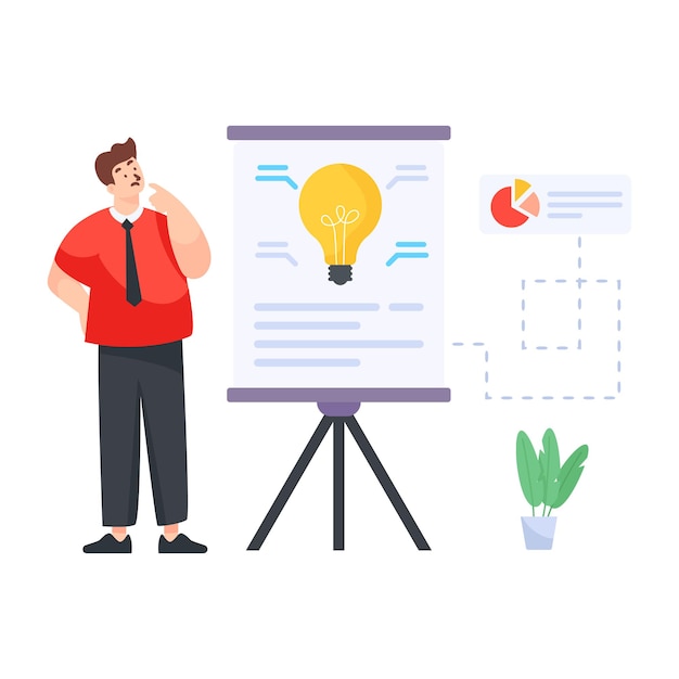 a business presentation showing business idea in flat illustration