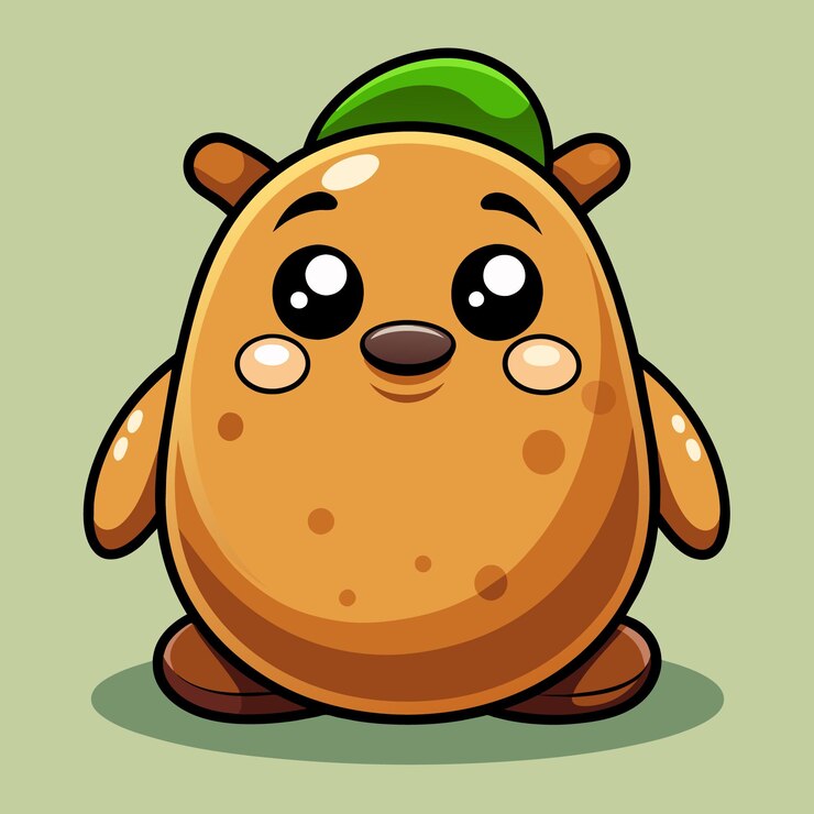 a cartoon character with a green hat on his head