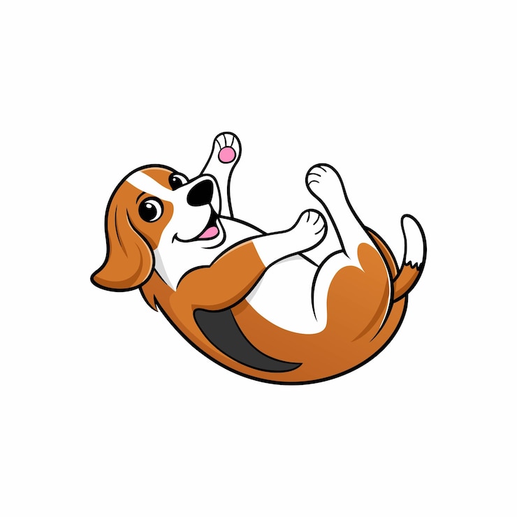 Vector a cartoon dog with a bone in its mouth