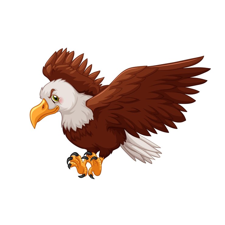 Vector a cartoon drawing of a bird with a fish in its talons