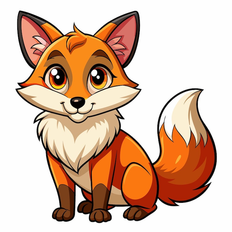 Vector a cartoon drawing of a fox with a white background