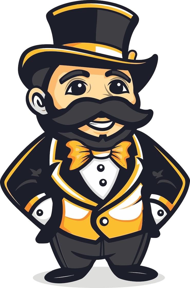 Vector a cartoon drawing of a man with a mustache and a hat
