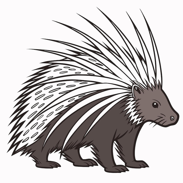 Vector a cartoon drawing of a porcupine with the words quot porcupine quot on it