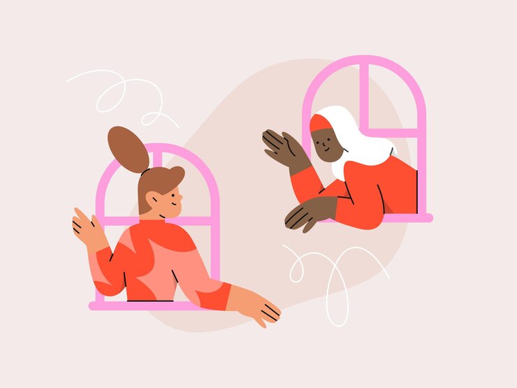 a cartoon illustration of a couple lying on the floor and a woman lying on the floor