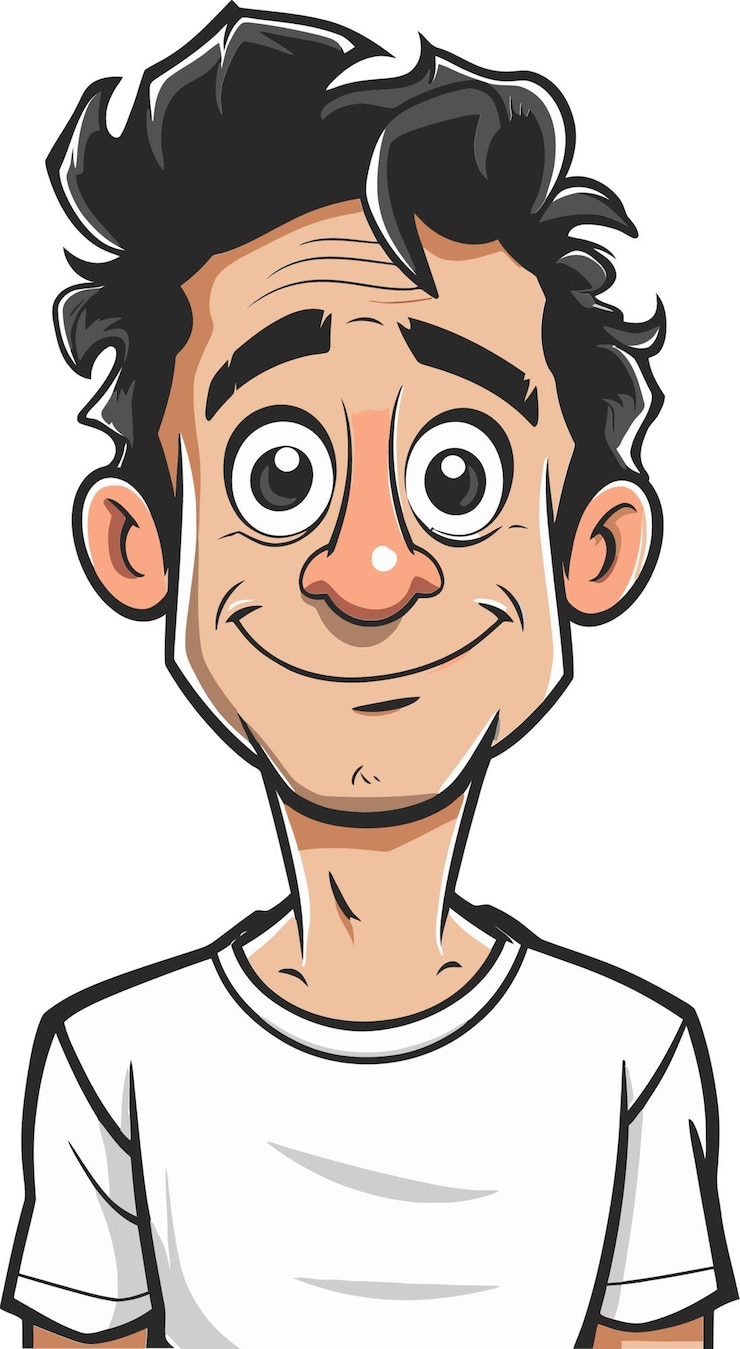 Vector a cartoon man with a surprised face and a smiling face