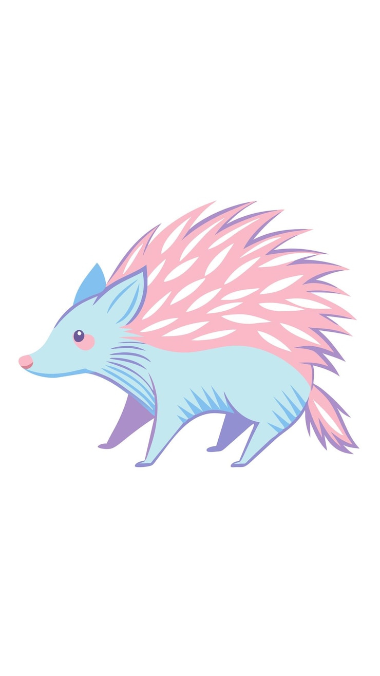 Vector a cartoon of a cute blue animal with pink tail