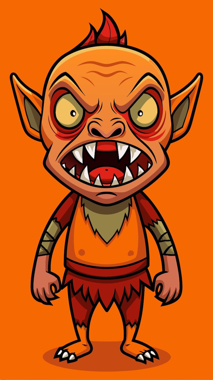 Vector a cartoon of a devil with a big grin and a big grin