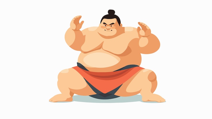 Vector a cartoon of a fat man with big eyes and a big nose