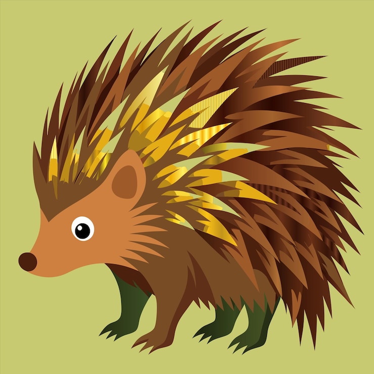 Vector a cartoon of a hedgehog with a brown mane