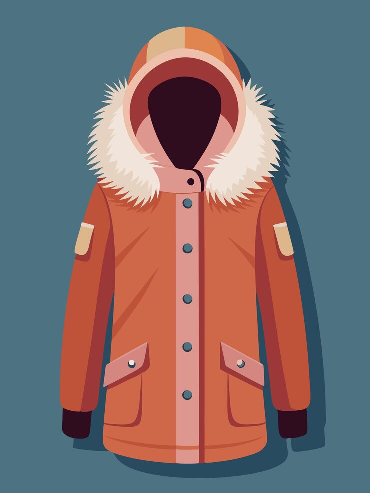 Vector a cartoon of a jacket with a hood that sayshoodon it