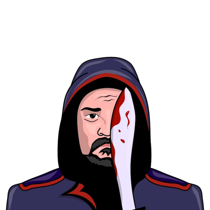 Vector a cartoon of a killer man with a bloody face illustration