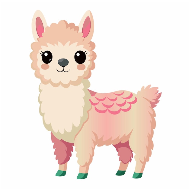 a cartoon of a llama with a pink and pink feathers on it