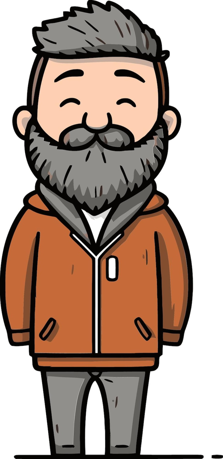 Vector a cartoon of a man with a beard and a hat