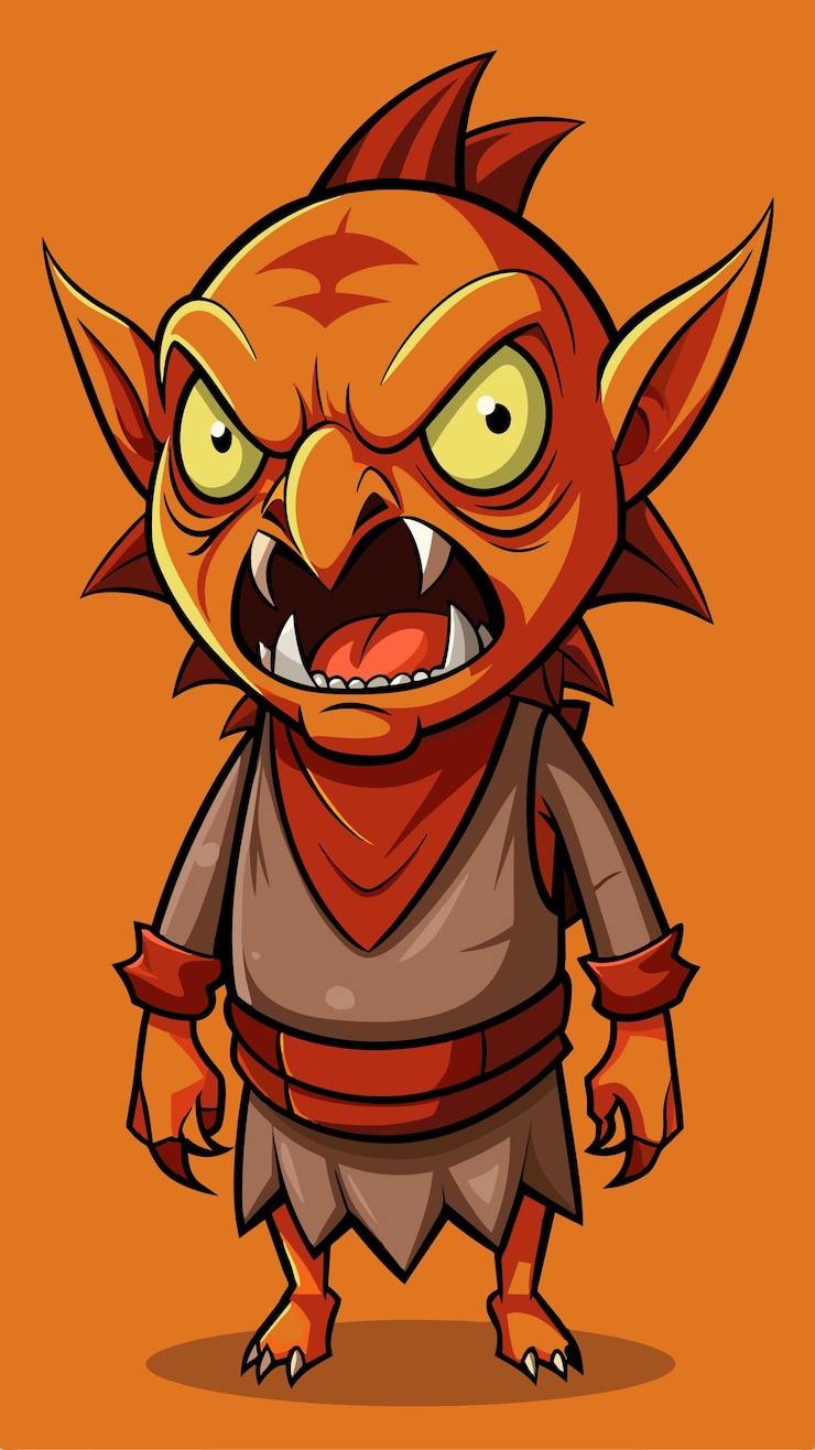 Vector a cartoon of a monster with a dragon on his head