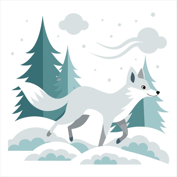 a cartoon of a wolf with a deer on its tail