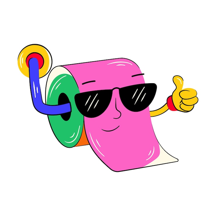 Vector a cartoon roll of toilet paper with a thumb up.