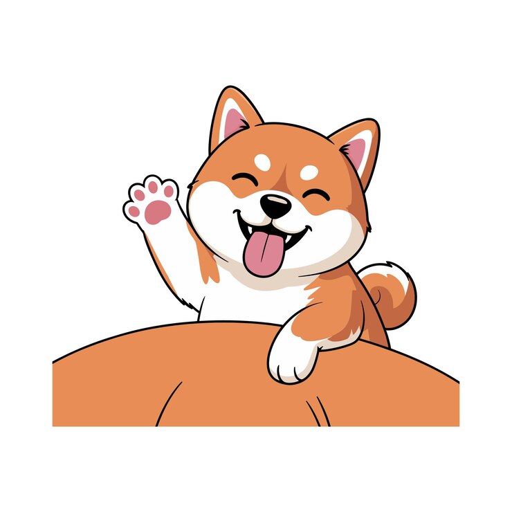 Vector a cheerful shiba inu puppy waving hello