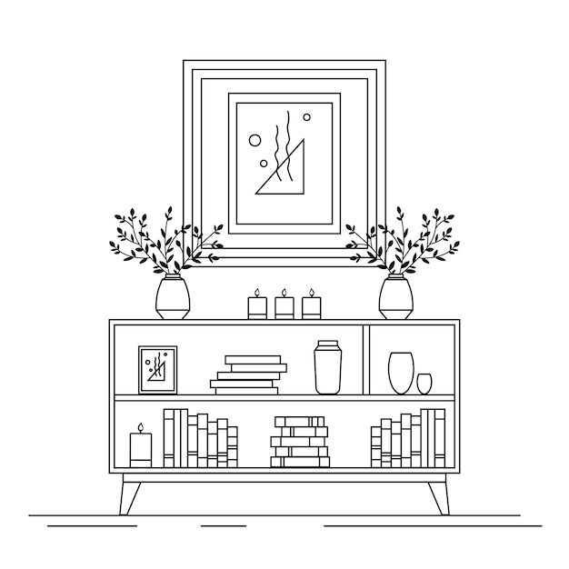 a chest of drawers for storing things with a vase of flowers, books and various accessories.