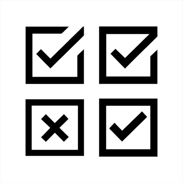 Vector a collection of a square check with white background