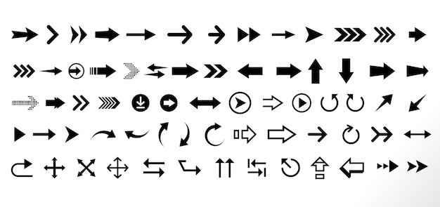 a collection of arrows with arrows pointing to different directions
