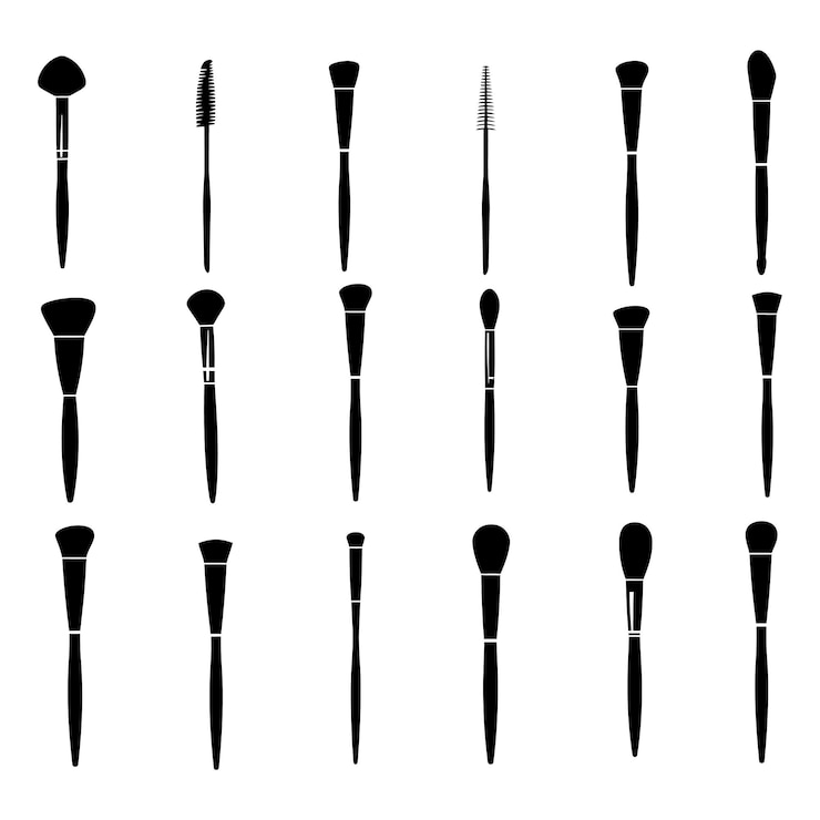 Vector a collection of black and white brushes with a white background