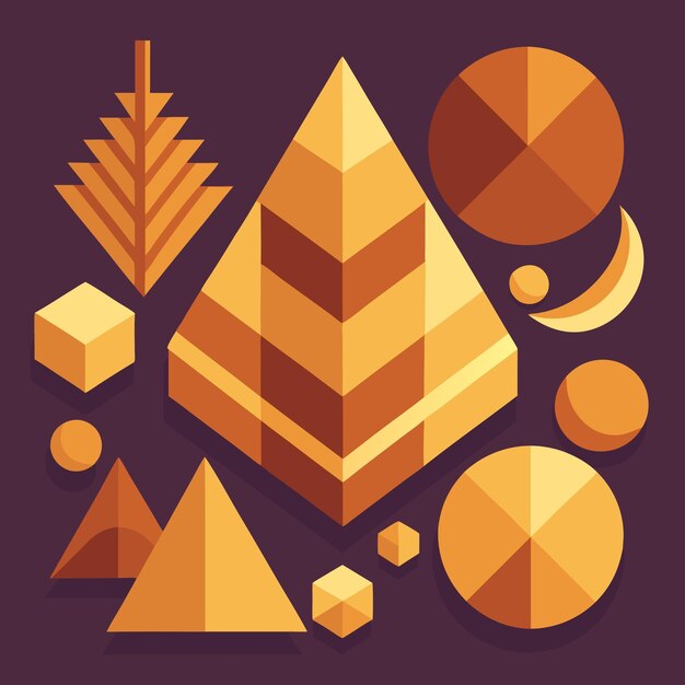 a collection of geometric designs including a pyramid the moon and the moon
