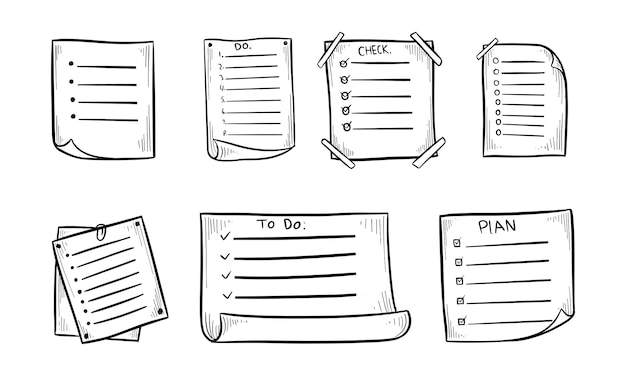 A Collection of HandDrawn ToDo Lists and Checklists