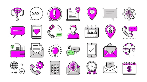a collection of icons including one that says  ok