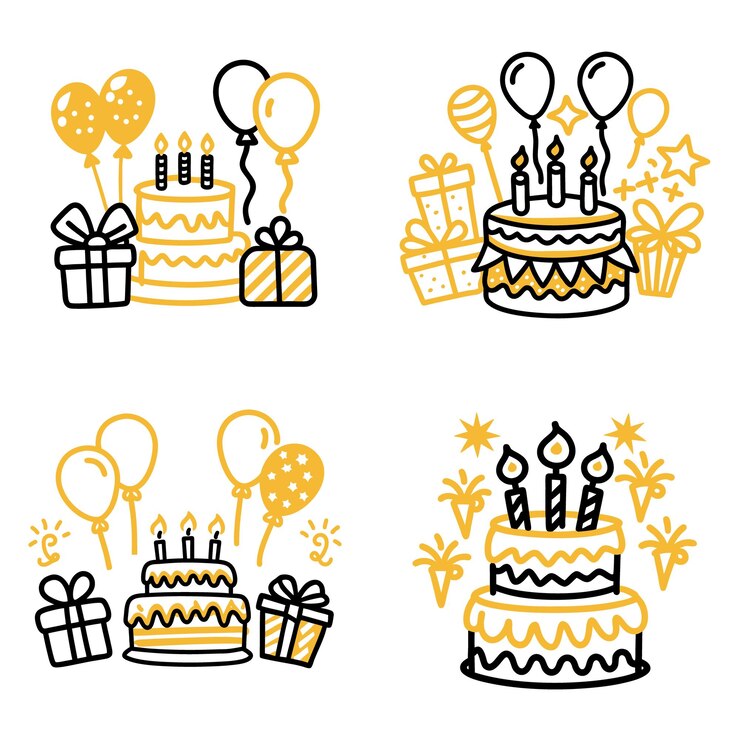 a collection of images of birthday cakes balloons and balloons