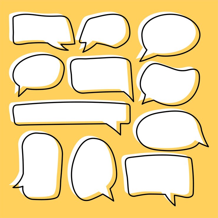 Vector a collection of speech bubbles with a white border.