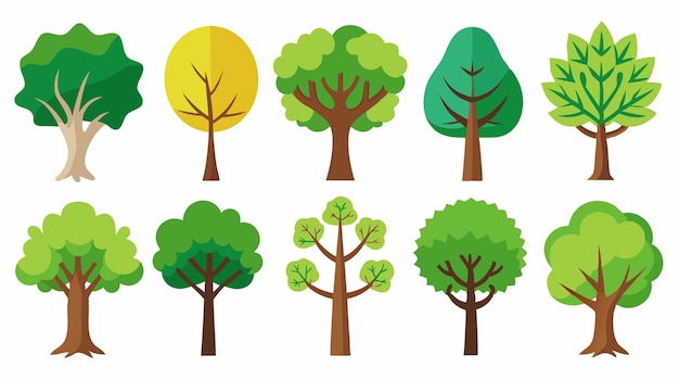 a collection of trees with different colors and the words trees