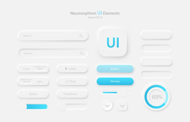 Vector a collection of user interface elements for a mobile application a set of icons for user interface