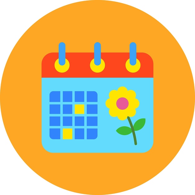 a colorful calendar with a flower and the word  day  on it