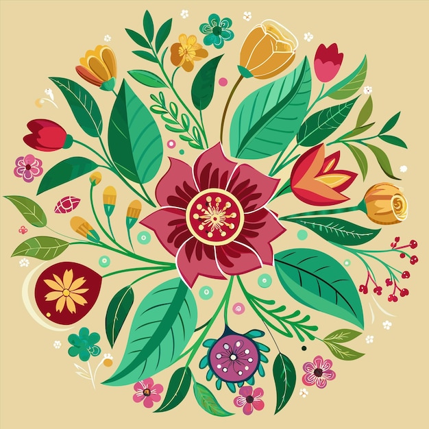 a colorful design of flowers and butterflies is shown in a circle
