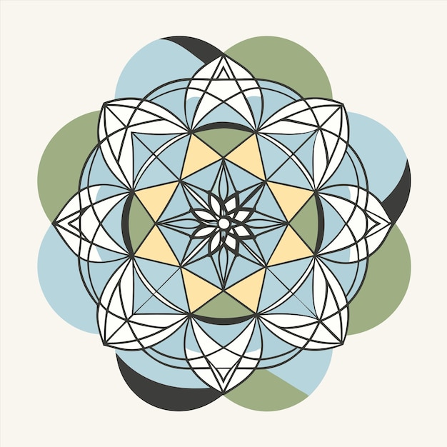 a colorful design with a circle of yellow and green circles