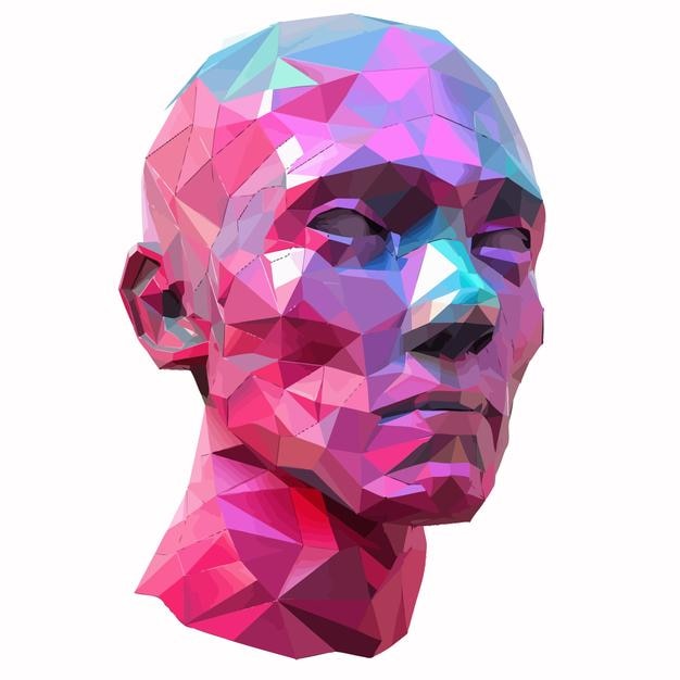a colorful image of a mans face with a multicolored pattern