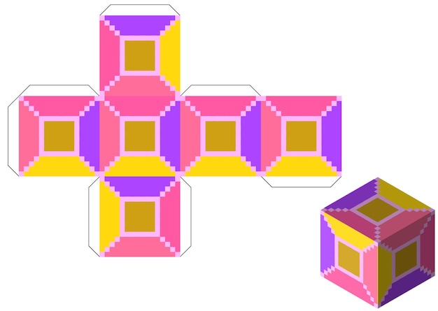 a colorful isometric vector illustration of pixelated cubes and blocks arranged