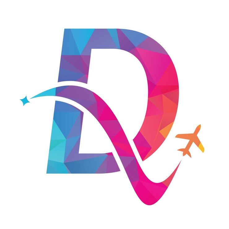A colorful logo for a travel agency called d.