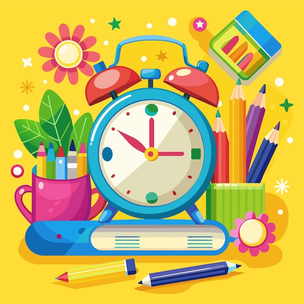 a colorful picture of a clock with the words quot time quot on it