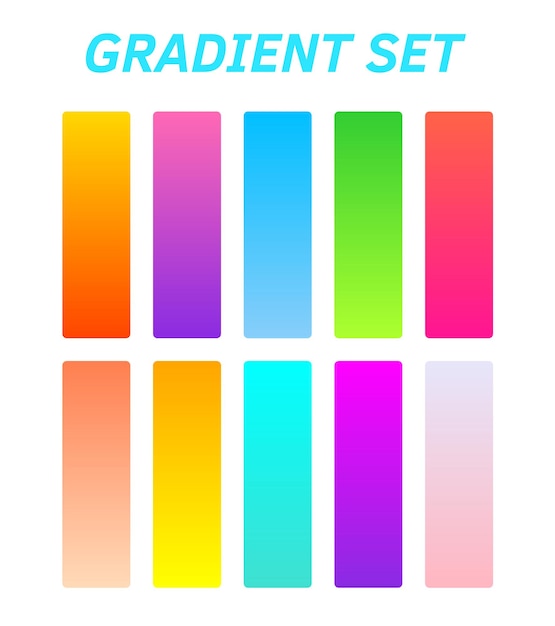 a colorful set of different colored squares with the words gradient on the bottom