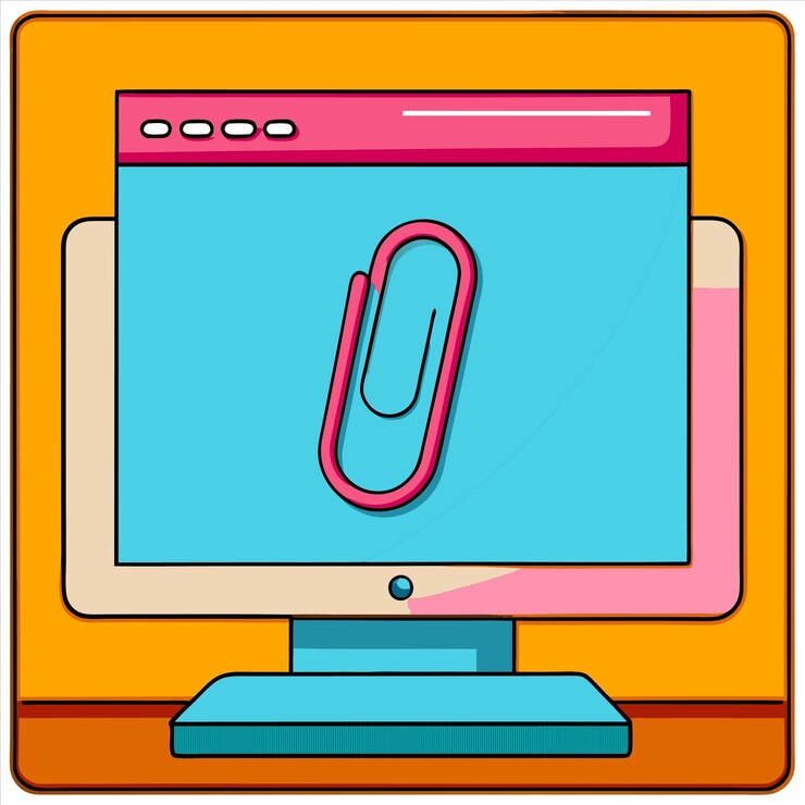 Vector a computer monitor with a pink pad on the bottom