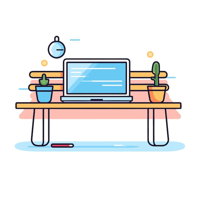 a computer monitor with potted plants on it and a potted plant on the table.