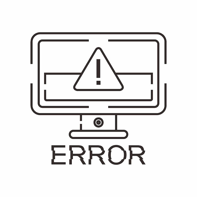A computer screen with an error symbol on it.