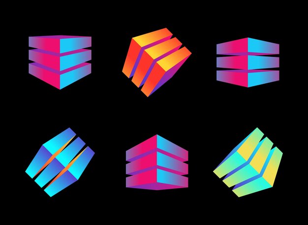 A cube in a perspective image, consisting of elements, ideal for logo, branding, corporate design.