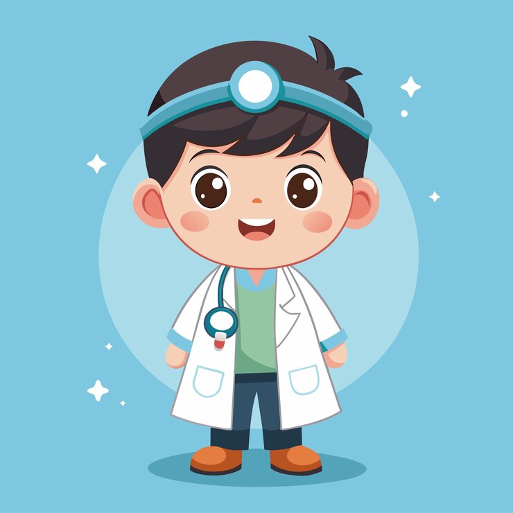 Vector a cute boy with a stethoscope on his neck