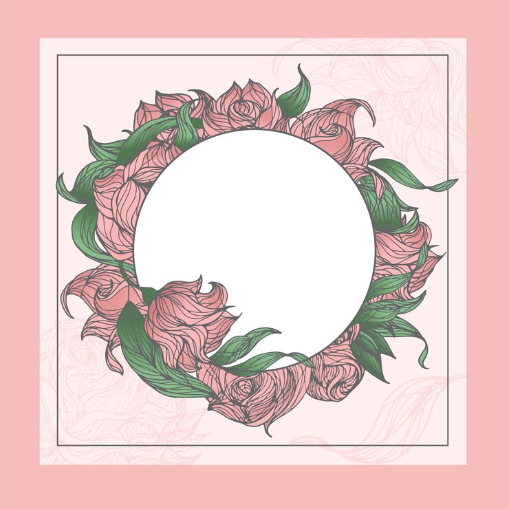 Vector a delicate crochet frame of pink flowers design element for wedding invitation or romantic card